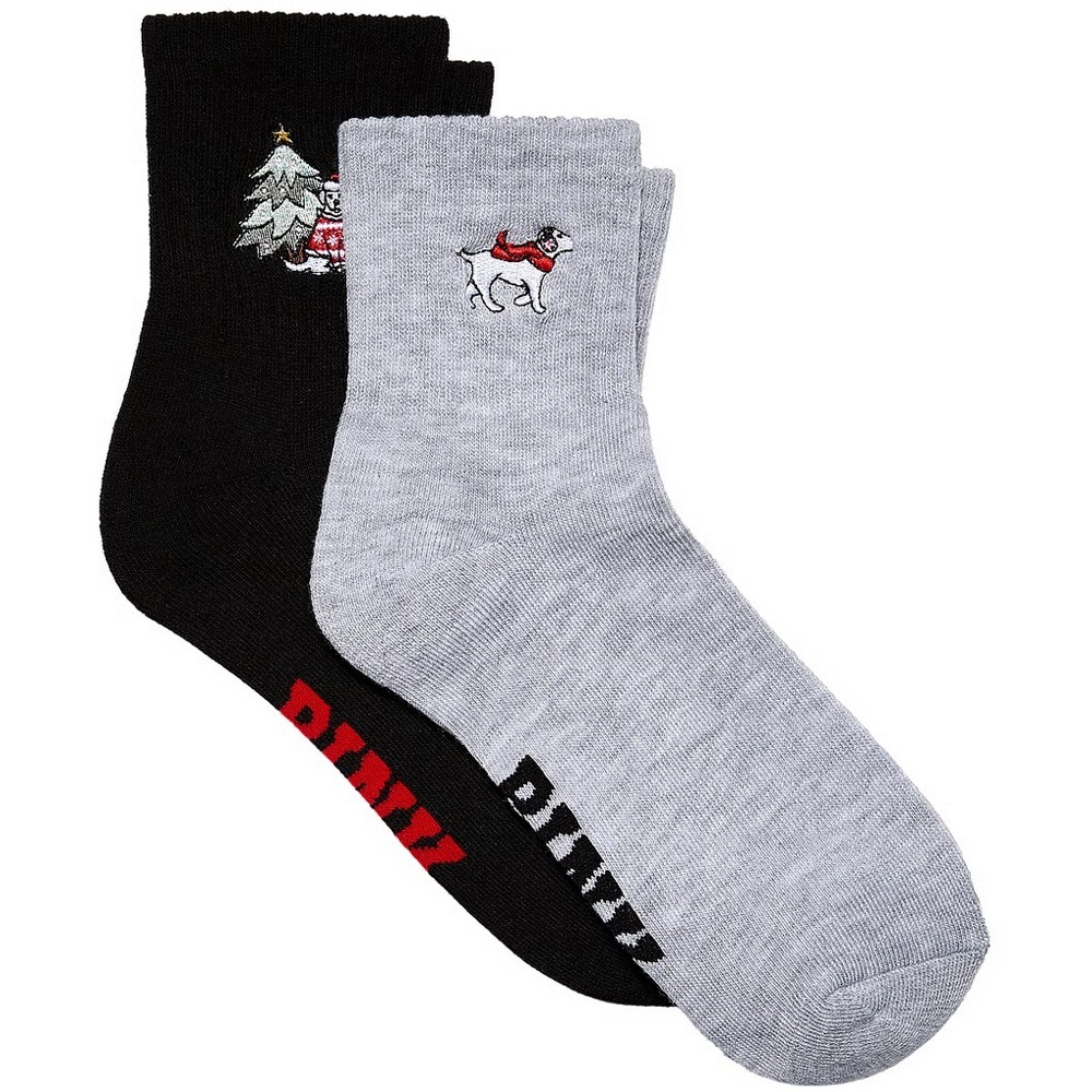 Victoria's Secret PINK Pack of 2 Quarter Socks Christmas Tree & Dog NWT